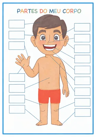 Atividade Partes do Meu Corpo, menino, para completar